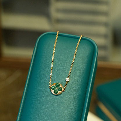 [Leaves]SUN MALACHITE 1 DIAMOND ROSE GOLD BRACELET