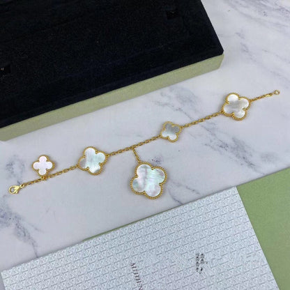[Leaves]MAGIC CLOVER MOP GOLD BRACELET 5 MOTIFS
