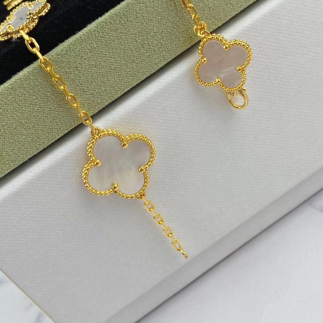 [Leaves]MAGIC CLOVER MOP GOLD BRACELET 5 MOTIFS