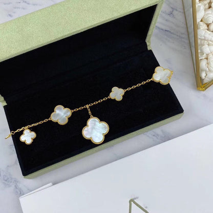[Leaves]MAGIC CLOVER MOP GOLD BRACELET 5 MOTIFS