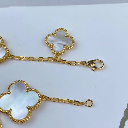 [Leaves]MAGIC CLOVER MOP GOLD BRACELET 5 MOTIFS