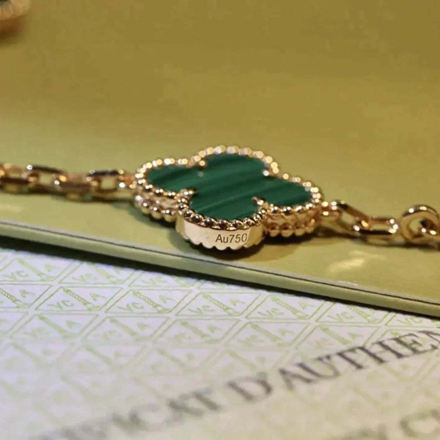 [Leaves]LUCKY CLOVER 5-MOTIF BRACELET - MALACHITE COLLECTION