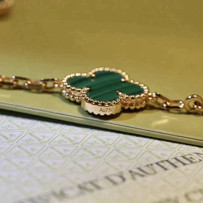 [Leaves]LUCKY CLOVER 5-MOTIF BRACELET - MALACHITE COLLECTION