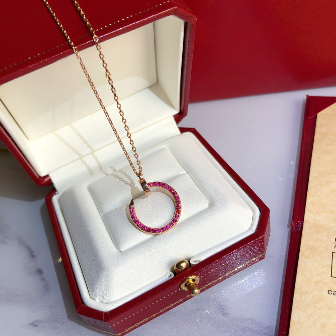 [Leaves]JUSTE NECKLACE GOLD RED DIAMONDS