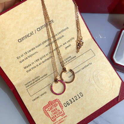 [Leaves]JUSTE NECKLACE GOLD RED DIAMONDS