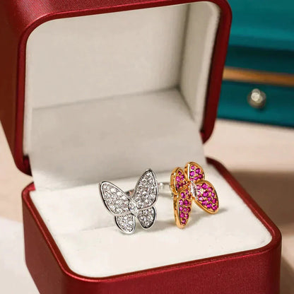 [Leaves]TWIN BUTTERFLY DIAMOND RING