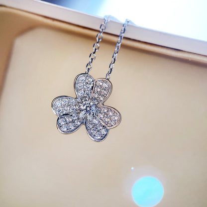 [Leaves]CLOVER DIAMOND NECKLACE SILVER