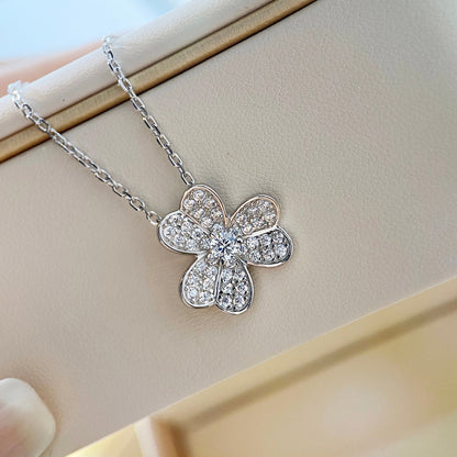 [Leaves]CLOVER DIAMOND NECKLACE SILVER