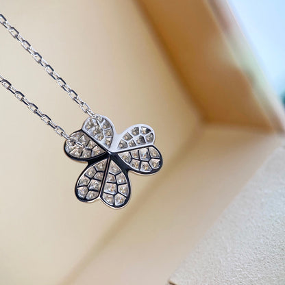 [Leaves]CLOVER DIAMOND NECKLACE SILVER