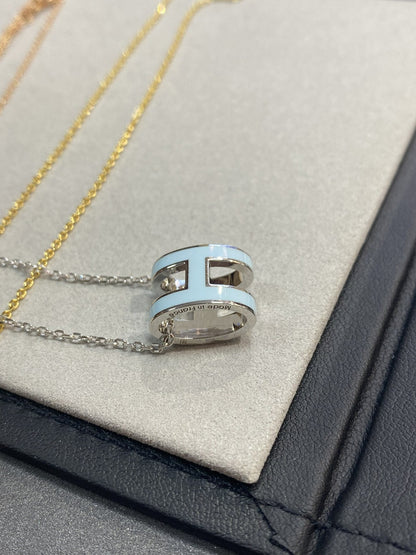 [Leaves]POP H LIGHT BLUE NECKLACE