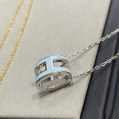 [Leaves]POP H LIGHT BLUE NECKLACE