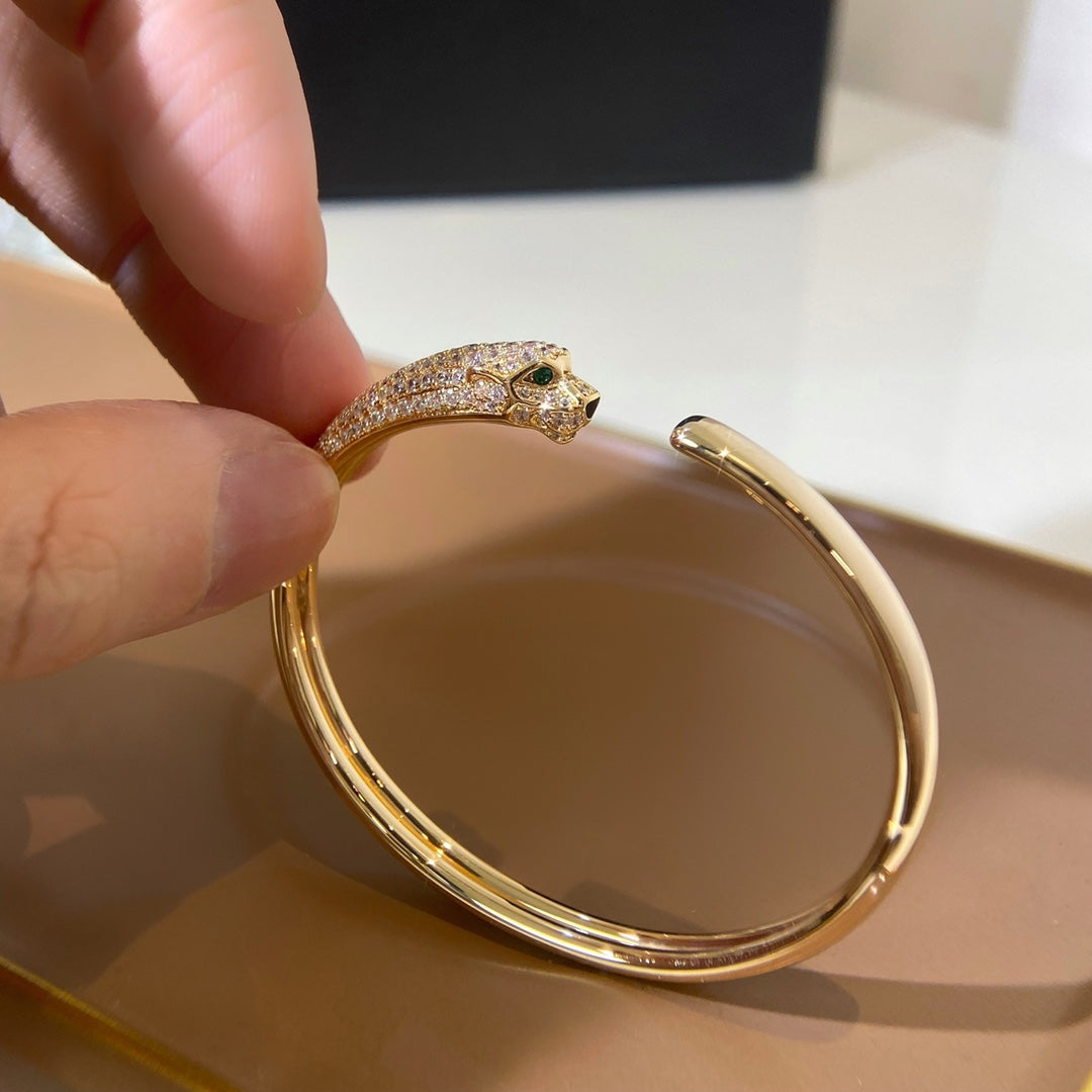[Leaves]PANTHERE GOLD DIAMOND OPEN BRACELET