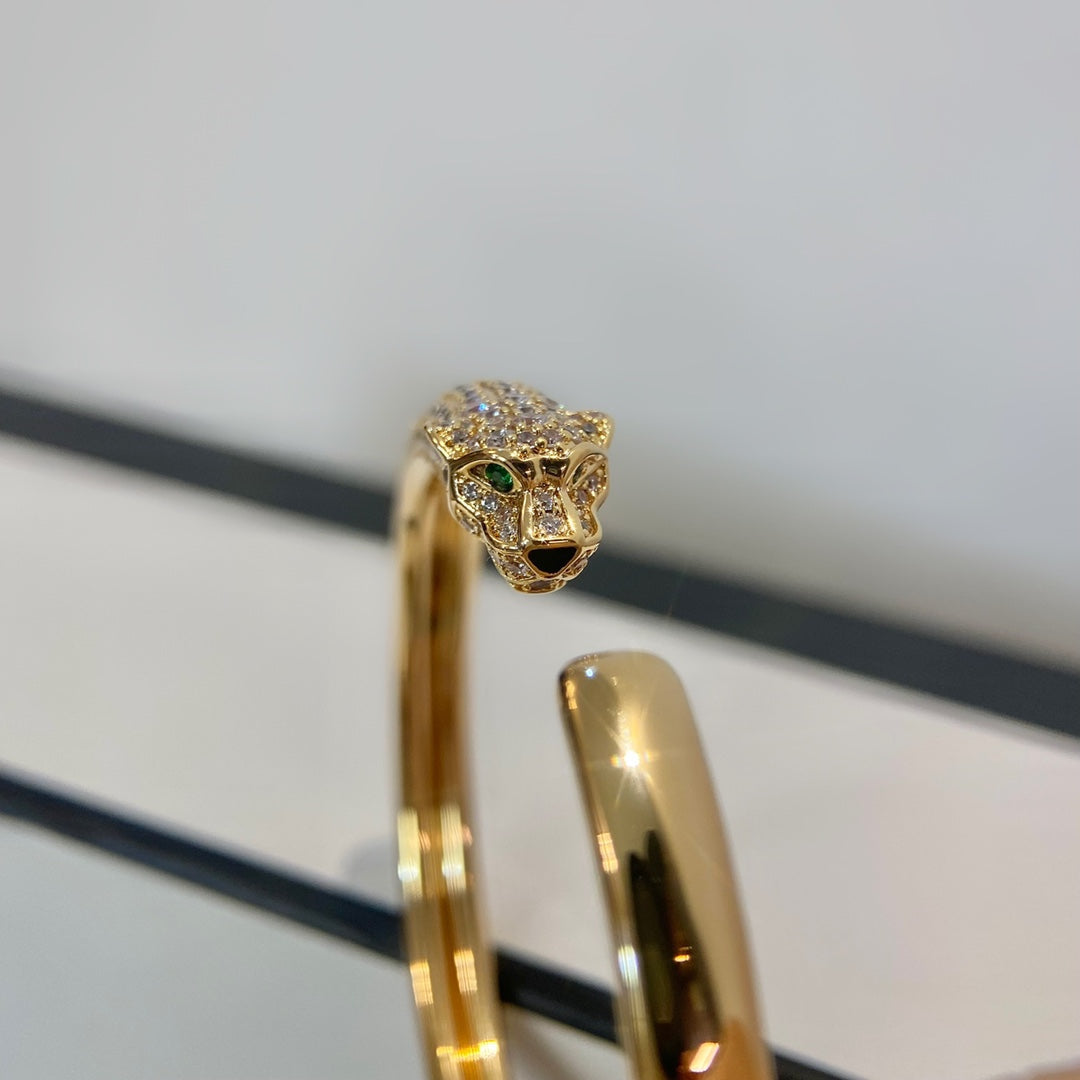 [Leaves]PANTHERE GOLD DIAMOND OPEN BRACELET