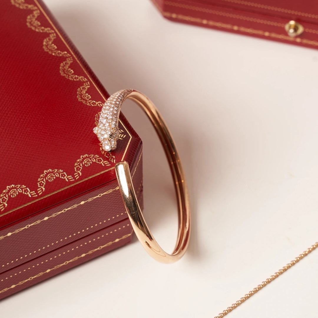 [Leaves]PANTHERE ROSE GOLD DIAMOND OPEN BRACELET