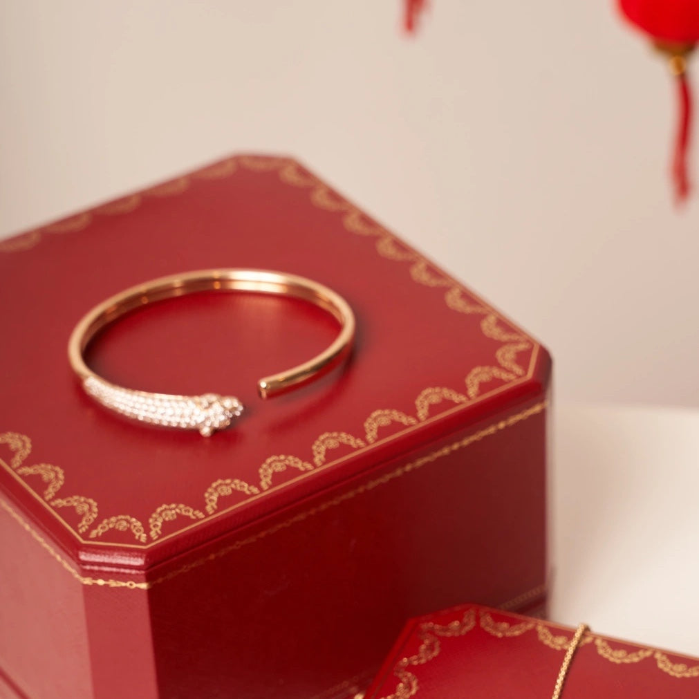 [Leaves]PANTHERE ROSE GOLD DIAMOND OPEN BRACELET
