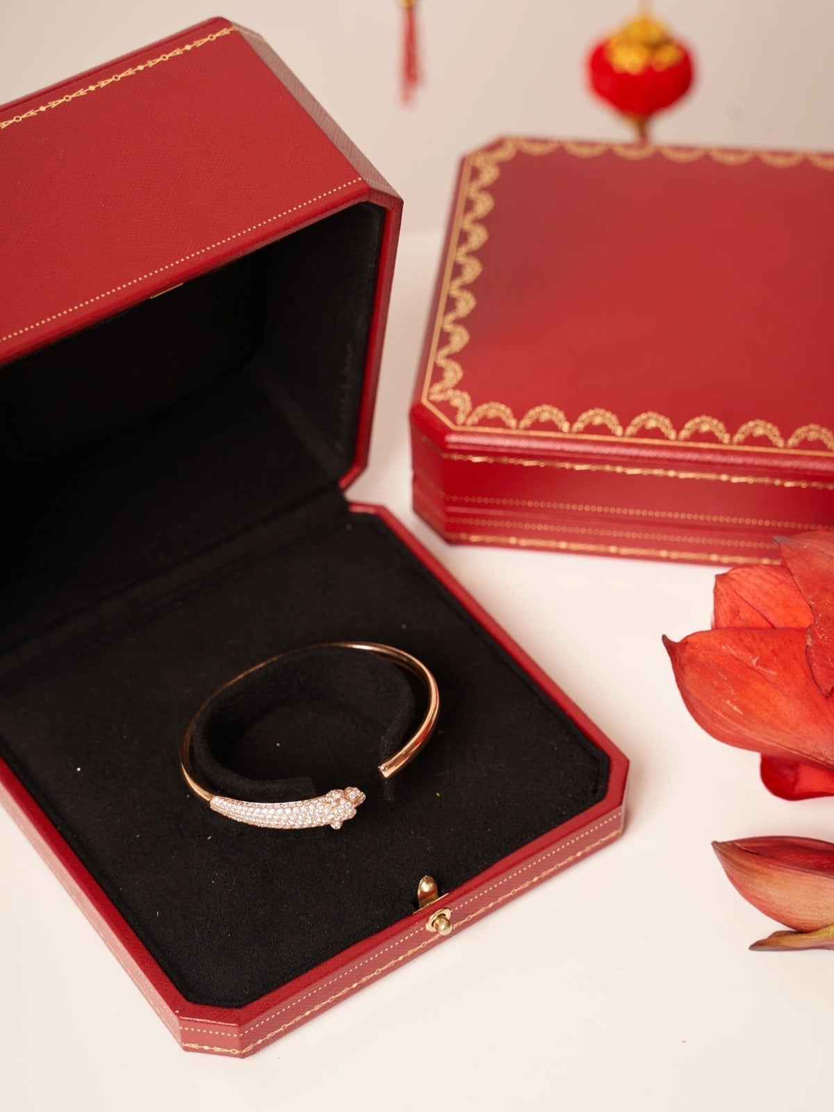 [Leaves]PANTHERE ROSE GOLD DIAMOND OPEN BRACELET