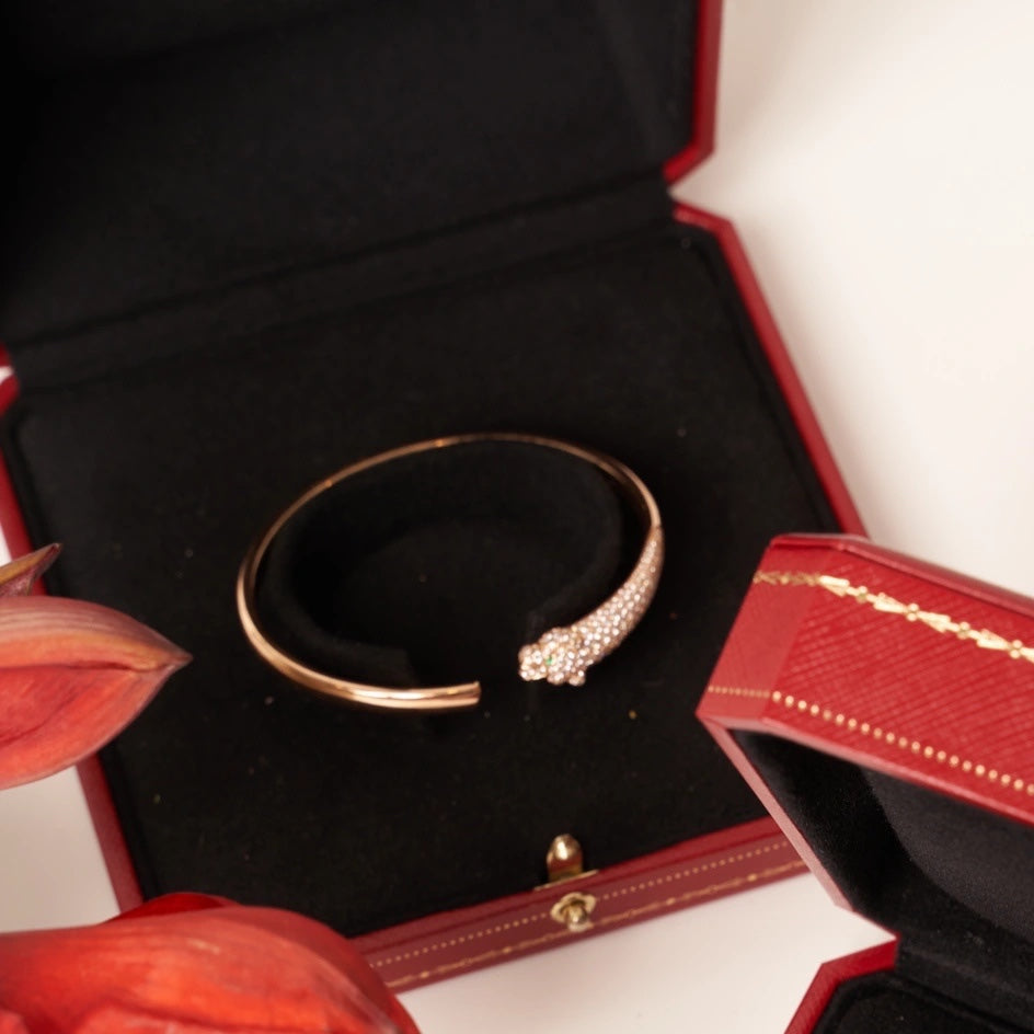 [Leaves]PANTHERE ROSE GOLD DIAMOND OPEN BRACELET