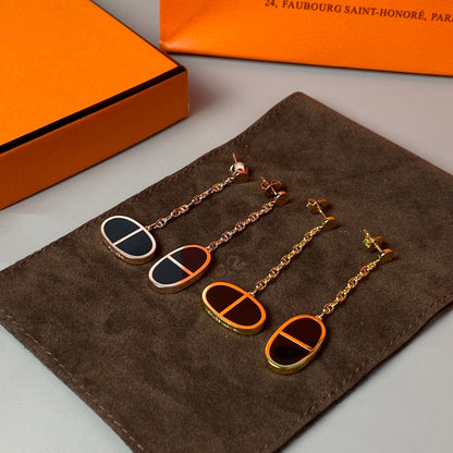 [Leaves]CHAINE VERSO BLACK CERAMIC EARRINGS