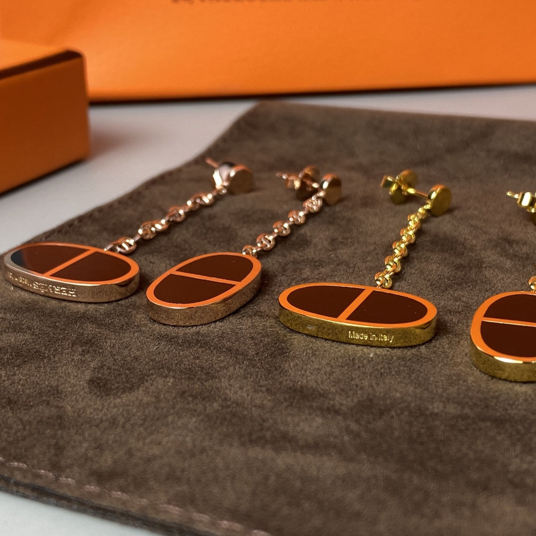 [Leaves]CHAINE VERSO BLACK CERAMIC EARRINGS