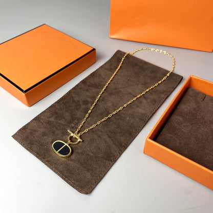 [Leaves]CHAINE VERSO BLACK CERAMIC NECKLACE