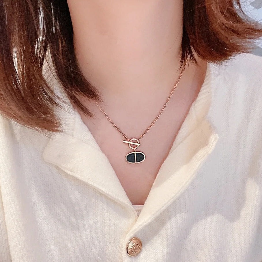 [Leaves]CHAINE VERSO BLACK CERAMIC NECKLACE