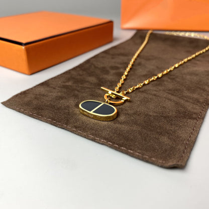[Leaves]CHAINE VERSO BLACK CERAMIC NECKLACE