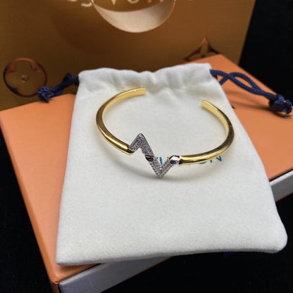 [Leaves]VOLTE UPSITE DOWN DIAMOND GOLD OPEN BRACELET