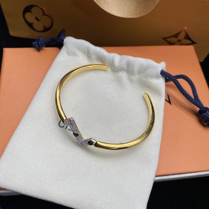 [Leaves]VOLTE UPSITE DOWN DIAMOND GOLD OPEN BRACELET