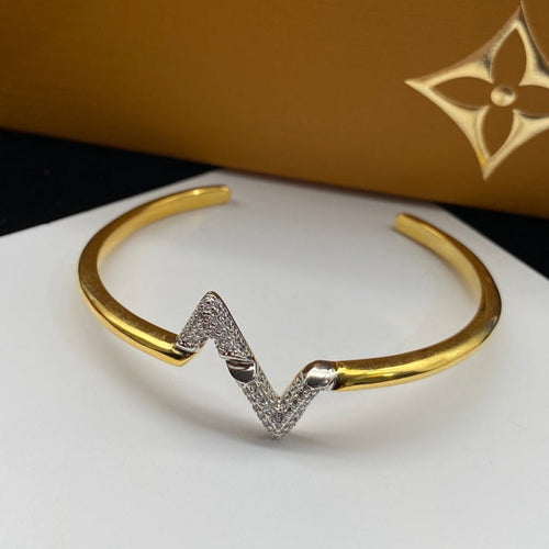 [Leaves]VOLTE UPSITE DOWN DIAMOND GOLD OPEN BRACELET