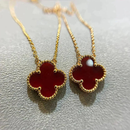 [Leaves]CLOVER 15MM CARNELIAN SINGLE FLOWER NECKLACE