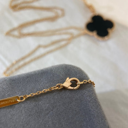 [Leaves]CLOVER 25MM NECKLACE GOLD ONYX