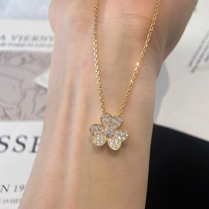 [Leaves]PAVÉ DIAMOND FLOWER CHARM NECKLACE