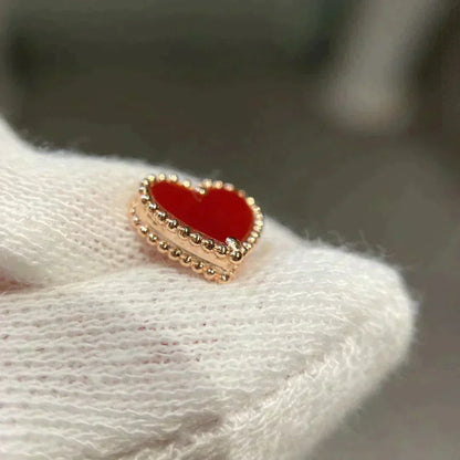 [Leaves]HEART CARNELIAN STUD EARRINGS