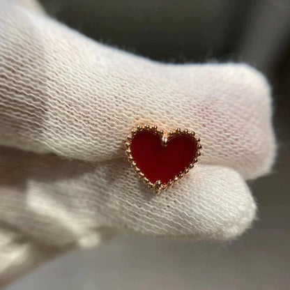 [Leaves]HEART CARNELIAN STUD EARRINGS
