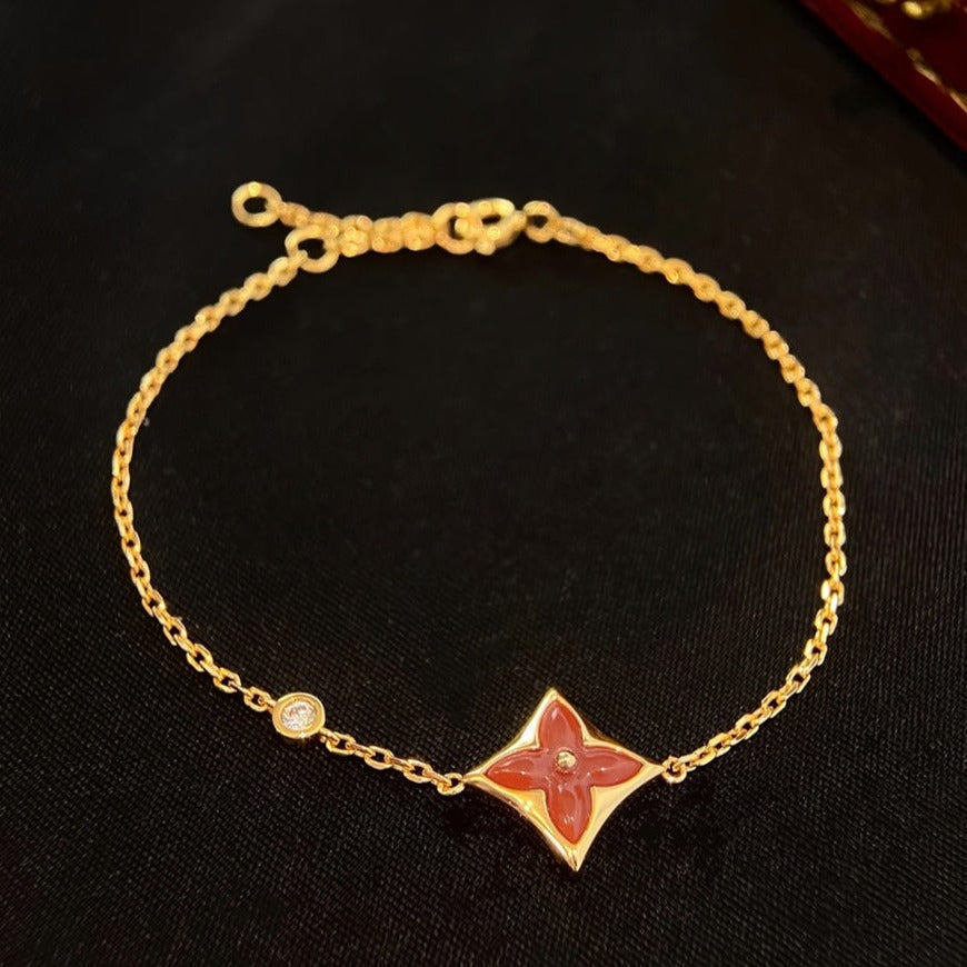 [Leaves]COLOR STAR CARNELIAN ROSE GOLD DIAMOND BRACELET