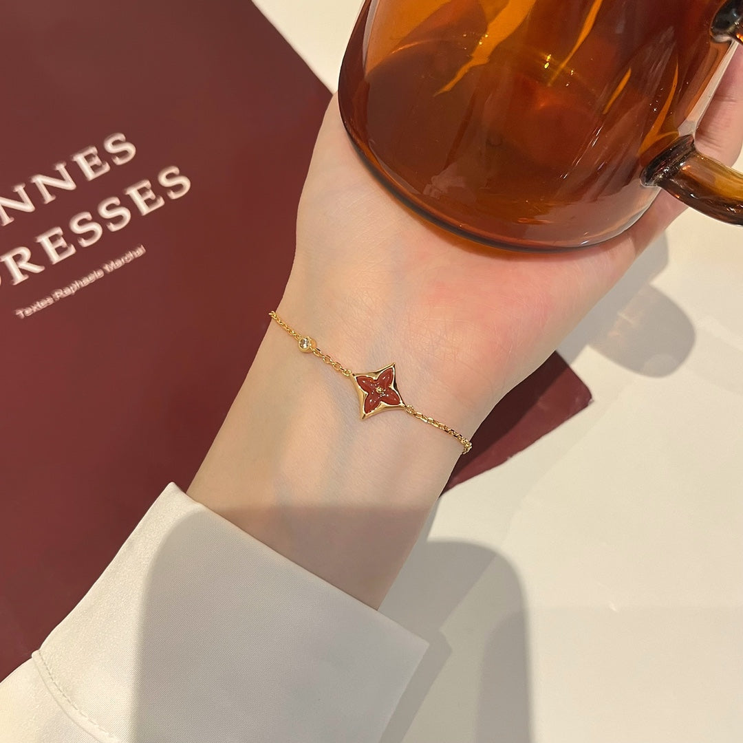 [Leaves]COLOR STAR CARNELIAN ROSE GOLD DIAMOND BRACELET