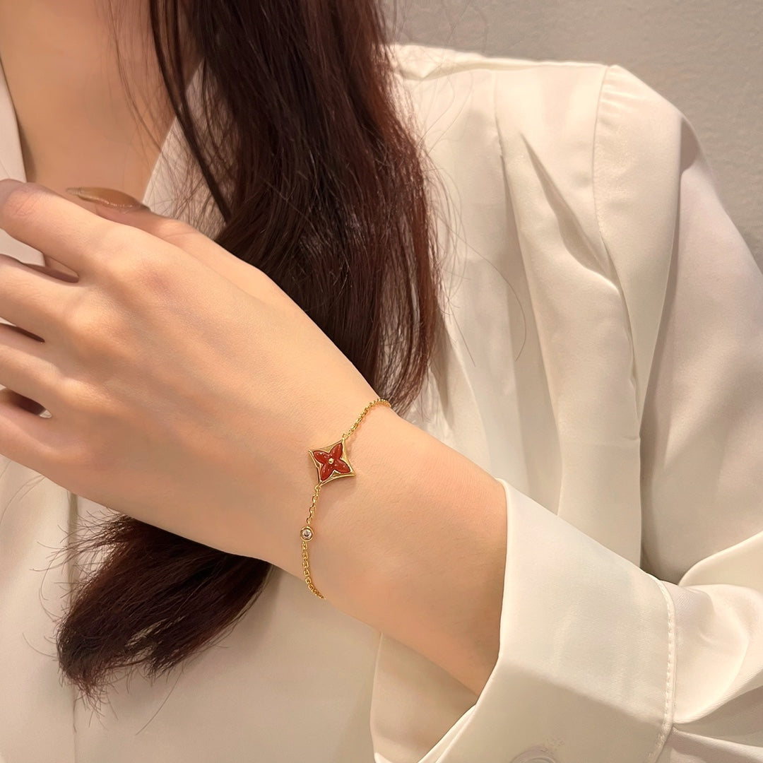 [Leaves]COLOR STAR CARNELIAN ROSE GOLD DIAMOND BRACELET