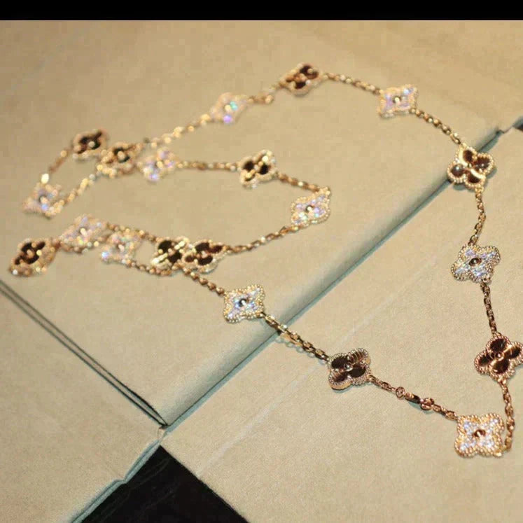 [Leaves]CLOVER 20 MOTIFS LASER DIAMOND NECKLACE
