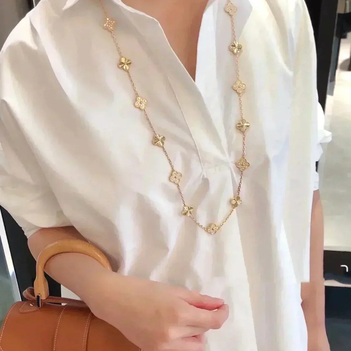 [Leaves]CLOVER 20 MOTIFS LASER DIAMOND NECKLACE