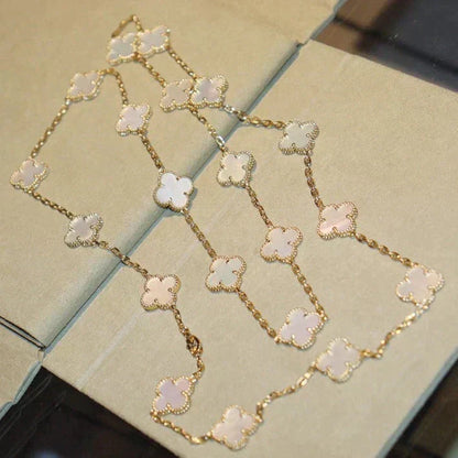 [Leaves]CLOVER 20 MOTIFS WHITE MOP NECKLACE