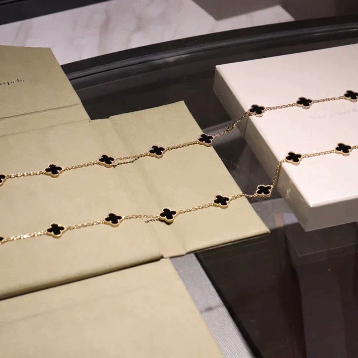 [Leaves]CLOVER 20 MOTIFS ONYX NECKLACE