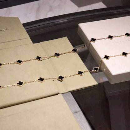 [Leaves]CLOVER 20 MOTIFS ONYX NECKLACE