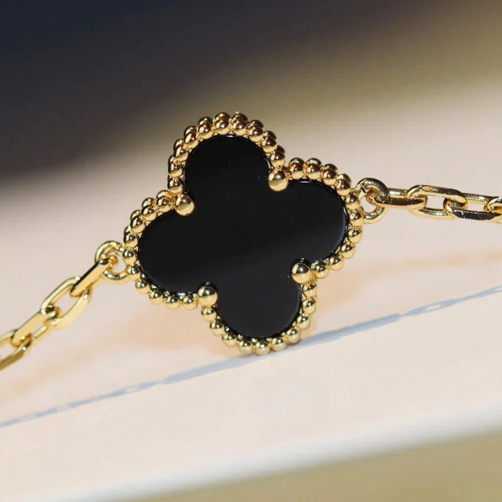 [Leaves]CLOVER 20 MOTIFS ONYX NECKLACE