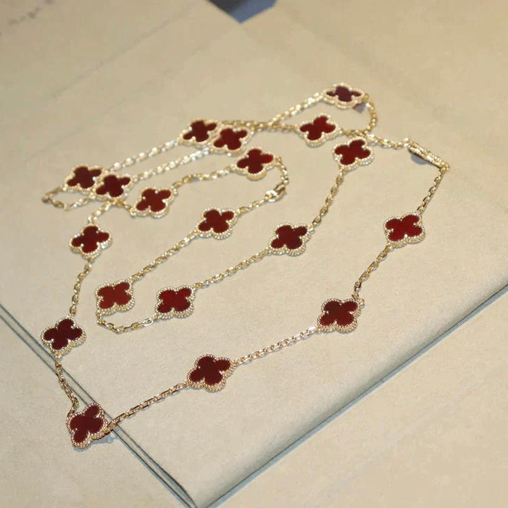 [Leaves]CLOVER 20 MOTIFS CARNELIAN NECKLACE
