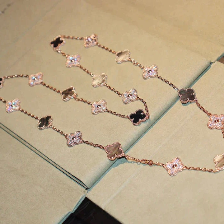 [Leaves]CLOVER 20 MOTIFS DARK MOP DIAMOND  NECKLACE