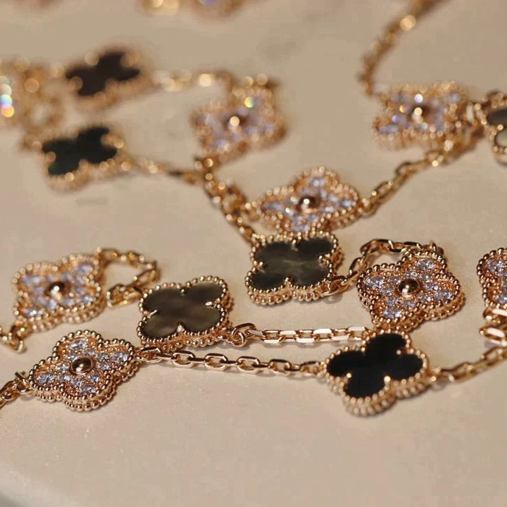 [Leaves]CLOVER 20 MOTIFS DARK MOP DIAMOND  NECKLACE