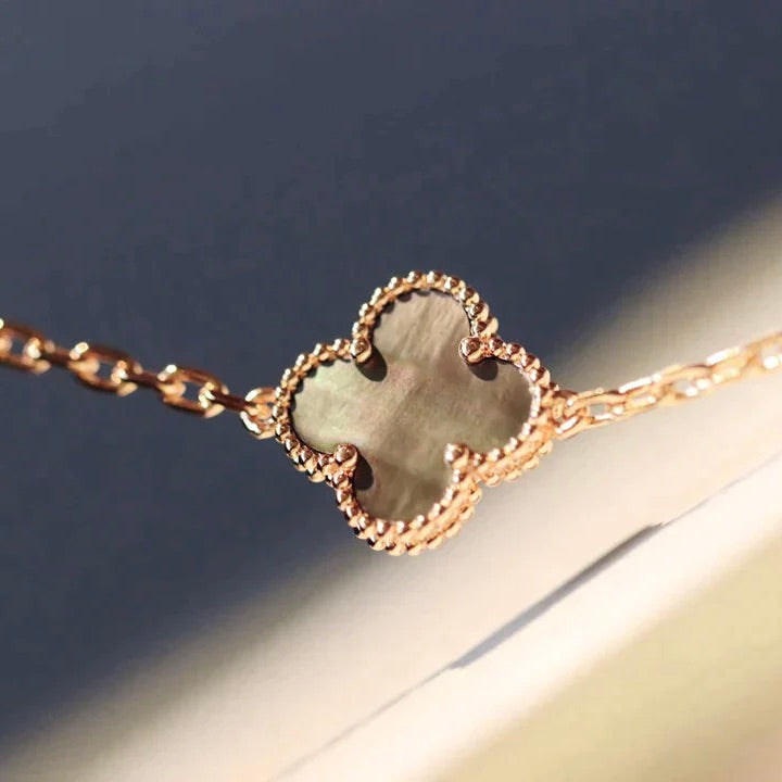 [Leaves]CLOVER 20 MOTIFS DARK MOP DIAMOND  NECKLACE