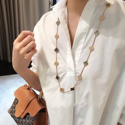 [Leaves]CLOVER 20 MOTIFS DARK MOP DIAMOND  NECKLACE