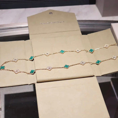 [Leaves]CLOVER 20 MOTIFS MALACHITE DIAMOND NECKLACE