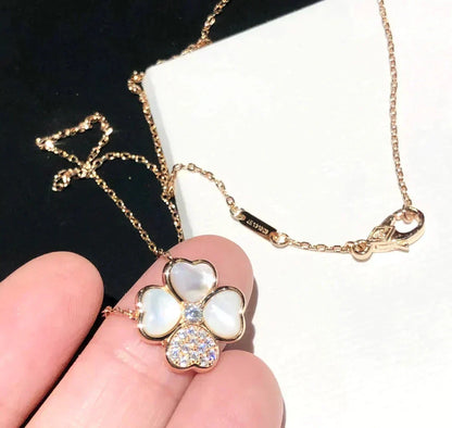 [Leaves]CLOVER MOP DIAMOND ROSE GOLD NECKLACE